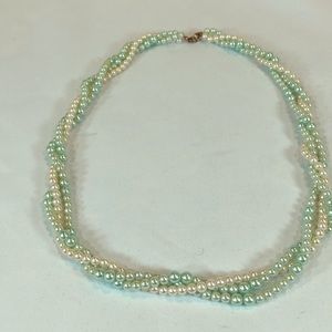 Maurices 22” Mint & ivory faux pearl necklace